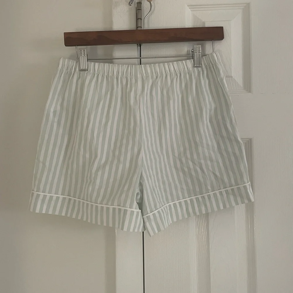 BEDHEAD Striped Classic Organic Cotton Lounge Pajama Set Mint Green Beach - Picture 6 of 9
